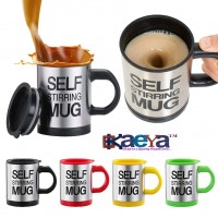 OkaeYa Self Stirring Mug Stainless Steel Coffee Mug (Multicolour, 350ml)